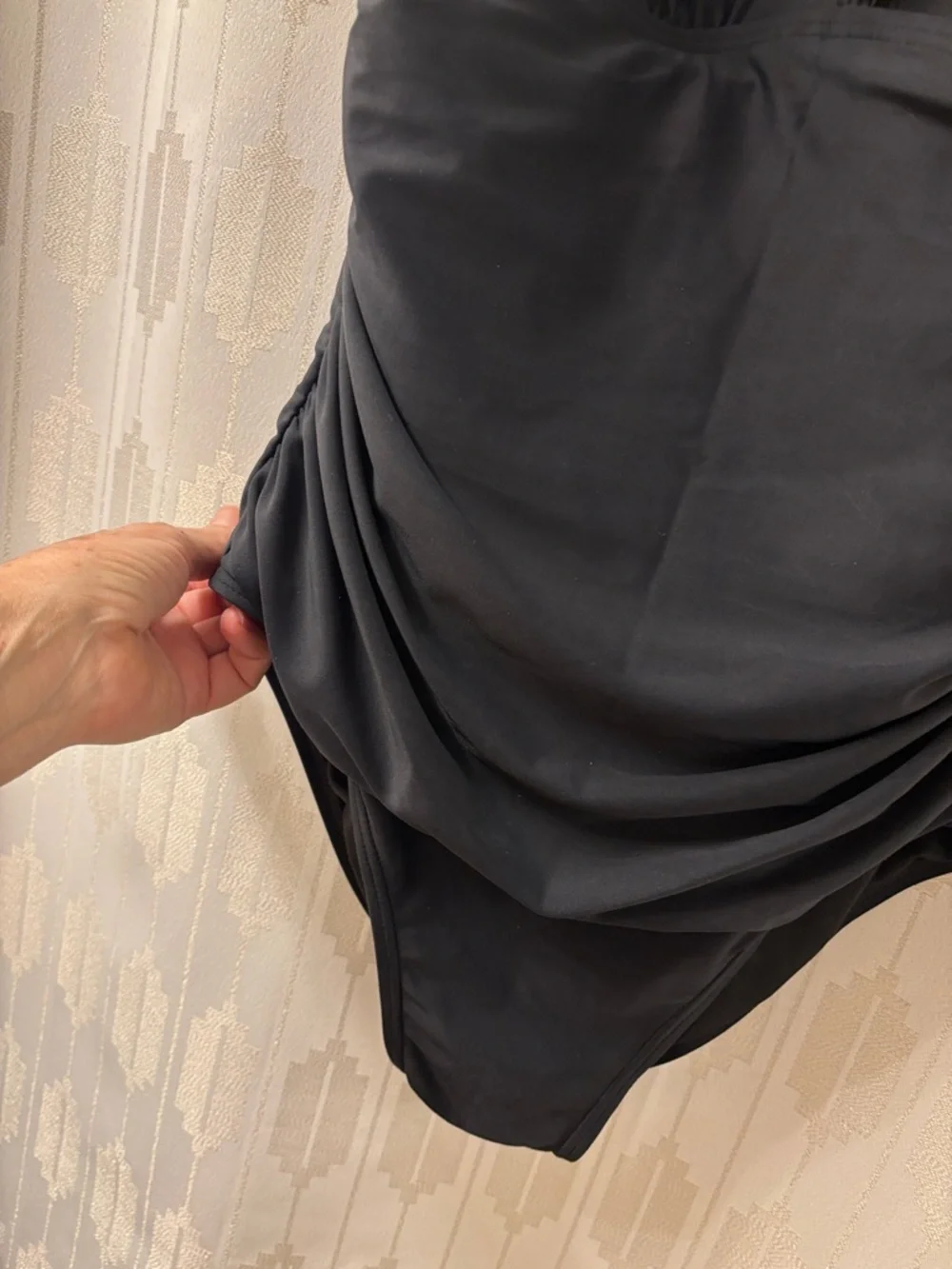 DKNY Black Ruffle V-Neck One-Piece Swimsuit - Picture 5 of 9